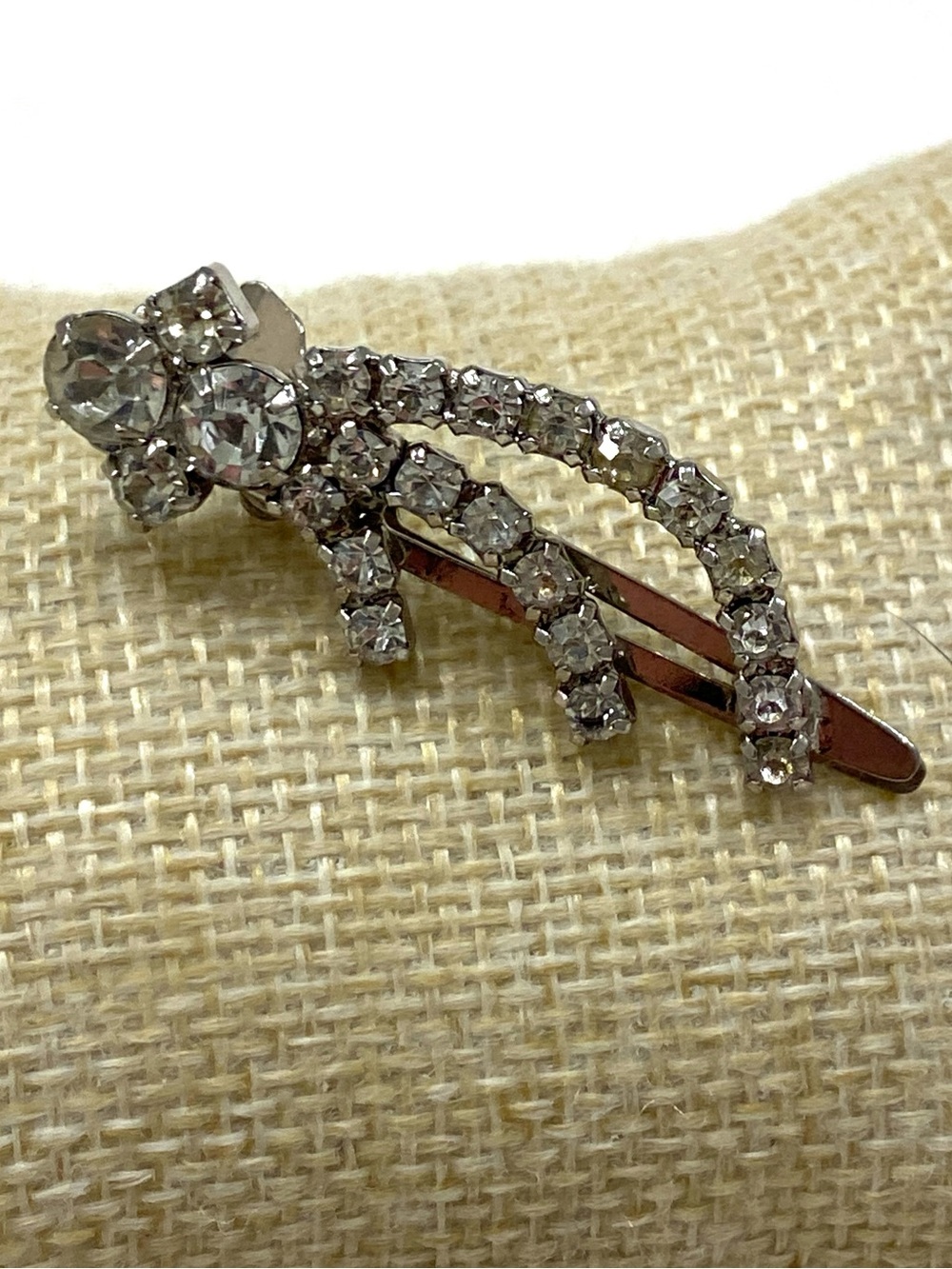 Sparkling Clear Crystal Silver-Tone Hair Cli - Classic Accent